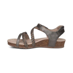 Jillian Braided Quarter Strap Sandal - Gunmetal