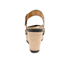 Sydney Quarter Strap Espadrille Wedge - Cognac Leather