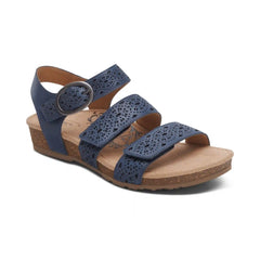 Lilly Adjustable Quarter Strap Sandal - Navy Cutout