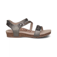 Jillian Braided Quarter Strap Sandal - Gunmetal