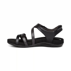 Jess Adjustable Quarter Strap Sandal - Black