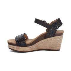 Sydney Quarter Strap Espadrille Wedge - Black Cutout