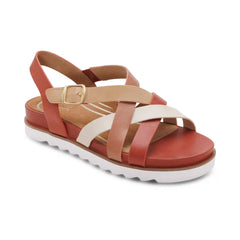Carmen Cross Band Adjustable Sandal - Terracotta Multi