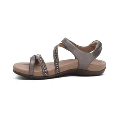 Jess Adjustable Quarter Strap Sandal - Pewter Sparkle