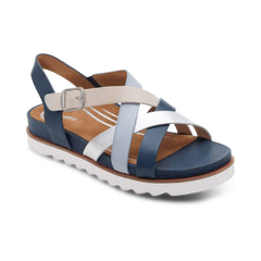 Carmen Cross Band Adjustable Sandal - Navy Multi