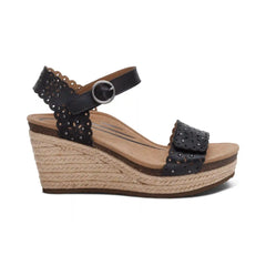 Sydney Quarter Strap Espadrille Wedge - Black Cutout