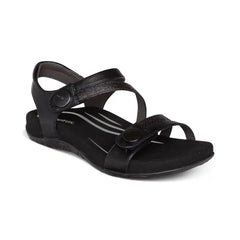 Jess Adjustable Quarter Strap Sandal - Black