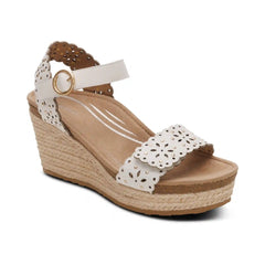 Sydney Quarter Strap Espadrille Wedge - Ivory Cutout