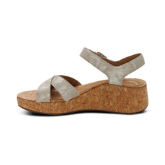 Flora Adjustable Quarter Strap Wedge - Champagne
