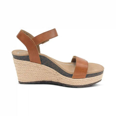 Sydney Quarter Strap Espadrille Wedge - Cognac Leather