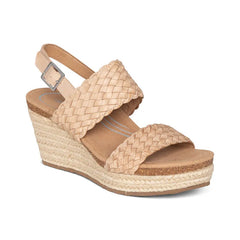 Summer Woven Quarter Strap Wedge - Bone