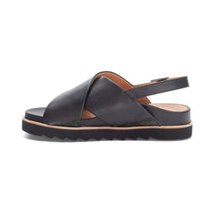 Thea Back Strap Cork Flat Sandal - Black