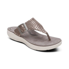 Donna Adjustable Thong Sandal - Pewter Metallic