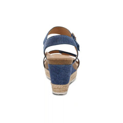 Sydney Quarter Strap Espadrille Wedge - Denim