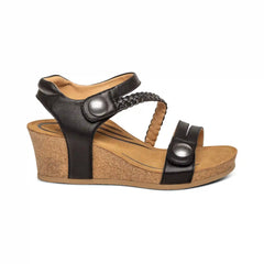 Avril Quarter Strap Wedge - Black