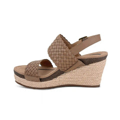 Summer Woven Quarter Strap Wedge - Taupe