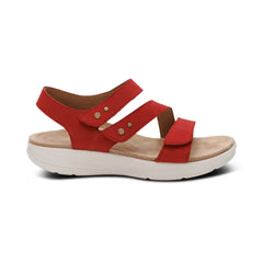Savannah Adjustable Quarter Strap Sandal - Red