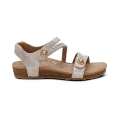 Jillian Braided Quarter Strap Sandal - Champagne