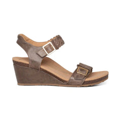 Grace Adjustable Woven Wedge - Taupe