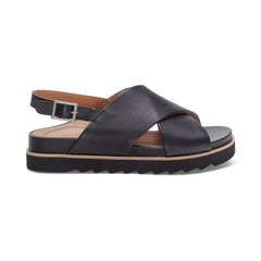 Thea Back Strap Cork Flat Sandal - Black
