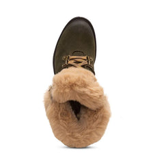 Brooklyn Fur Lace-Up Boot - Khaki