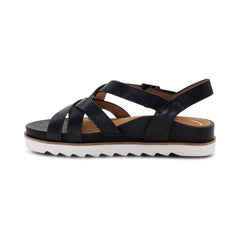 Carmen Cross Band Adjustable Sandal - Black