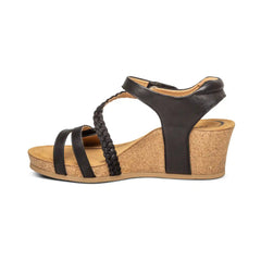 Avril Quarter Strap Wedge - Black