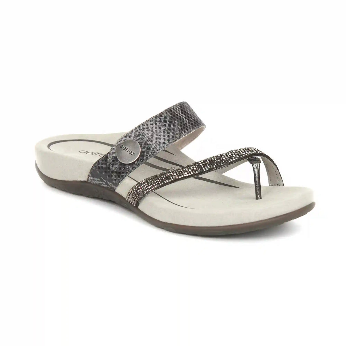 Izzy Adjustable Slide Sandal - Pewter Sparkle