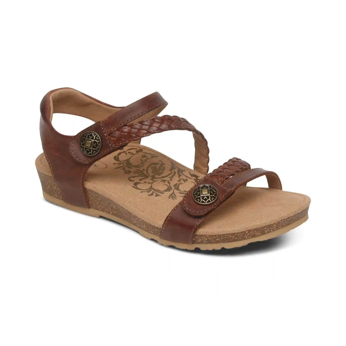 Jillian Braided Quarter Strap Sandal - Walnut