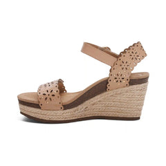 Sydney Quarter Strap Espadrille Wedge - Sand Cutout