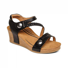 Avril Quarter Strap Wedge - Black