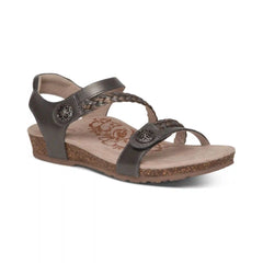 Jillian Braided Quarter Strap Sandal - Gunmetal