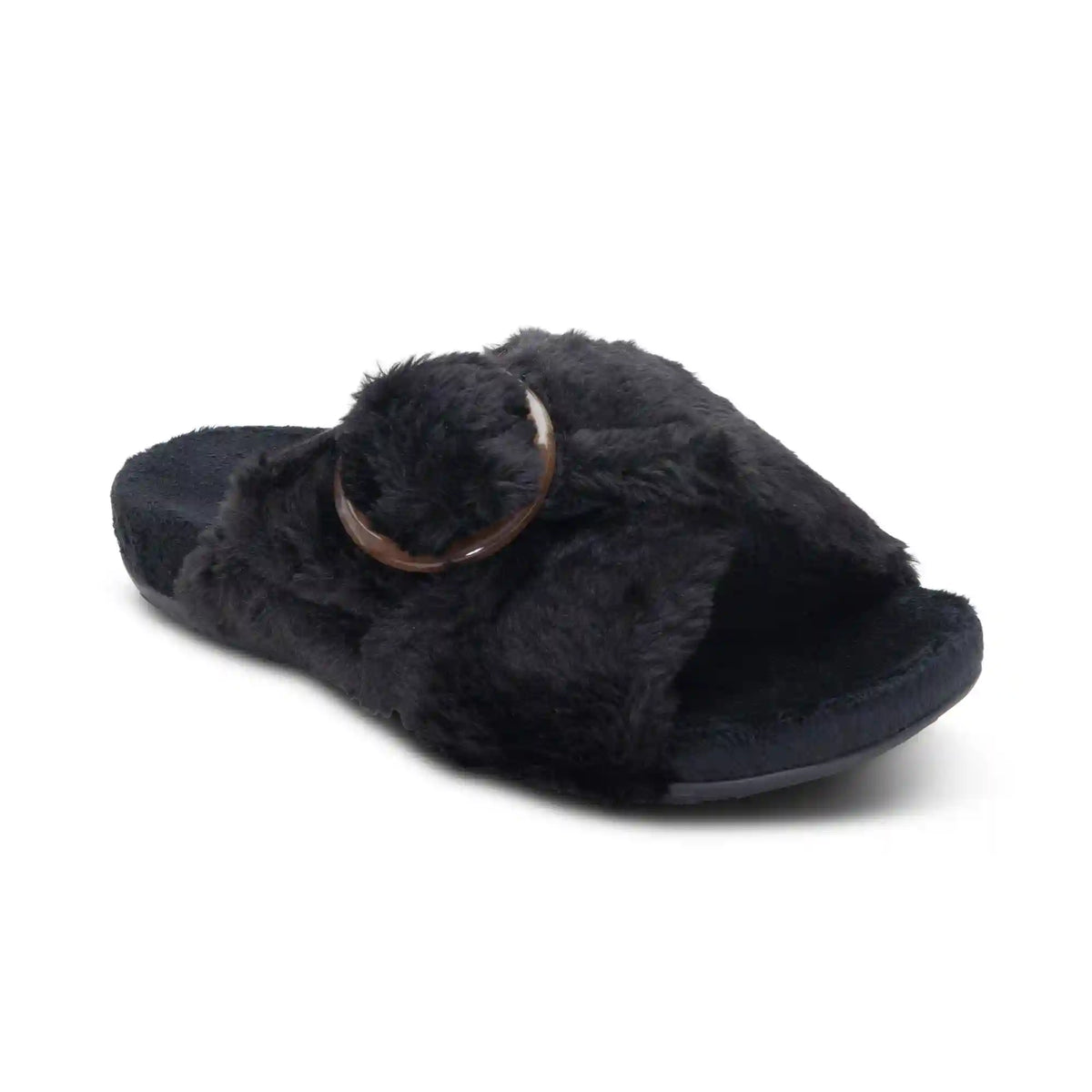 Macy Open-Toe Slipper - Black