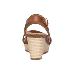 Summer Woven Quarter Strap Wedge - Cognac