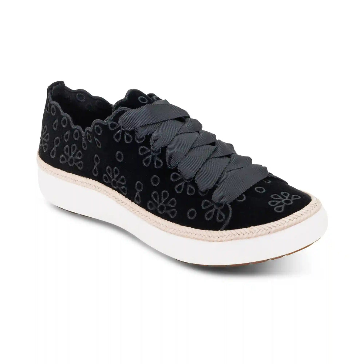 Charlotte Lace-Up Sneaker - Black Velvet