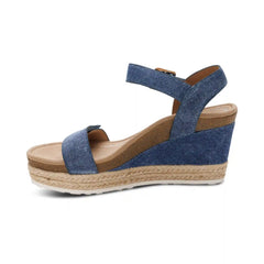 Sydney Quarter Strap Espadrille Wedge - Denim