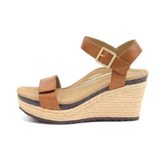 Sydney Quarter Strap Espadrille Wedge - Cognac Leather