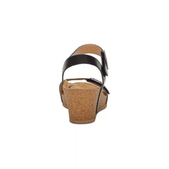 Lexa Quarter Strap Wedge - Black Leather