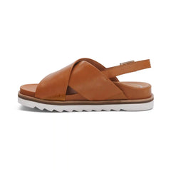 Thea Back Strap Cork Flat Sandal  - Ginger