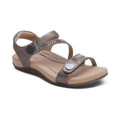 Jess Adjustable Quarter Strap Sandal - Pewter Sparkle