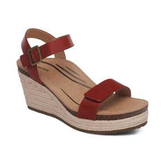 Sydney Quarter Strap Espadrille Wedge - Red