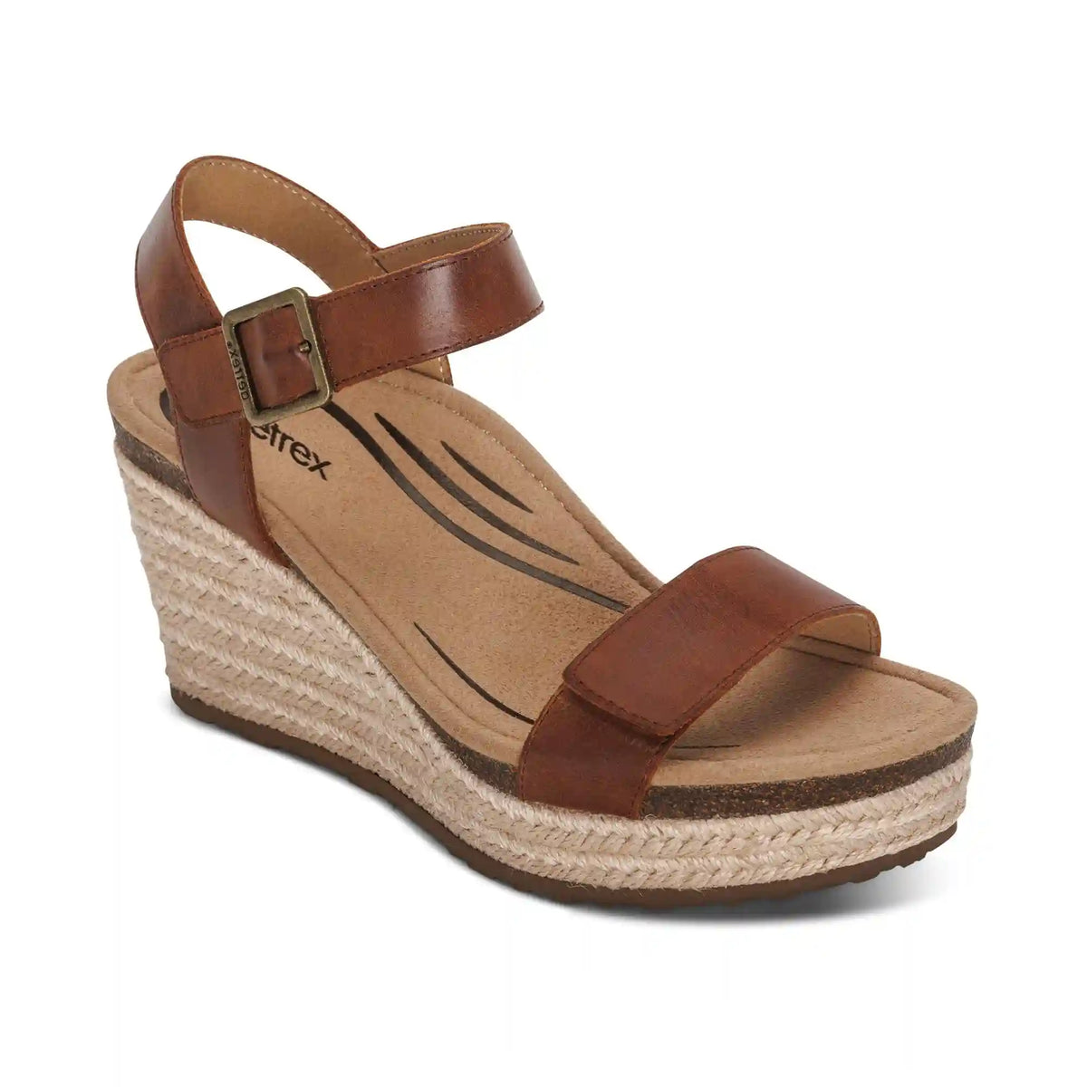 Sydney Quarter Strap Espadrille Wedge - Walnut