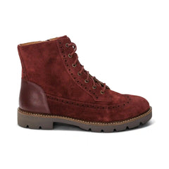 Margot Lace-Up Boot - Dark Red