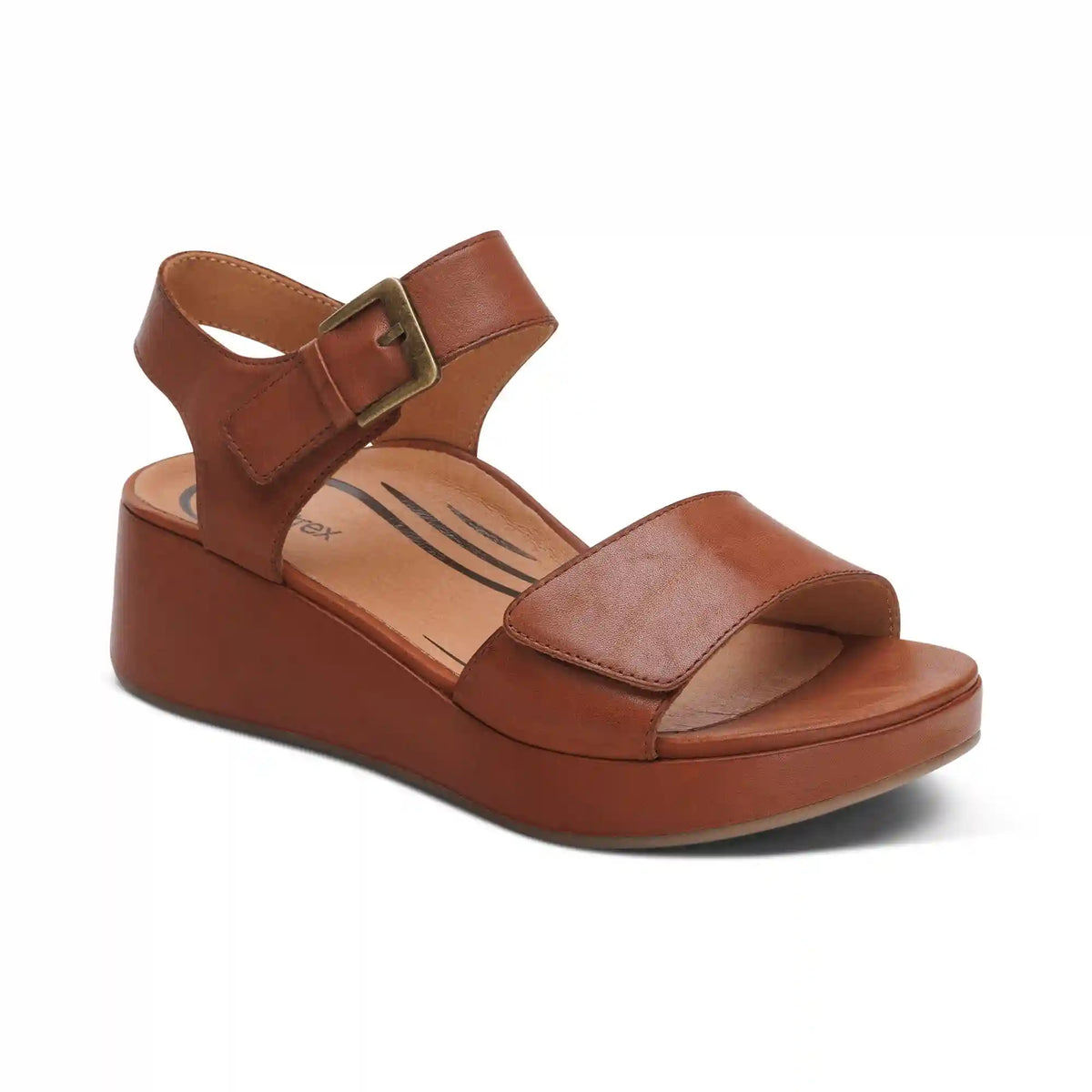 Ariel Adjustable Quarter Strap Wedge  - Dark Brown