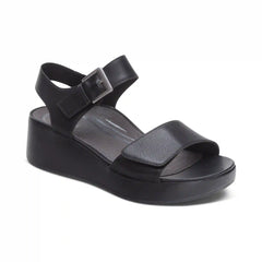 Ariel Adjustable Quarter Strap Wedge  - Black
