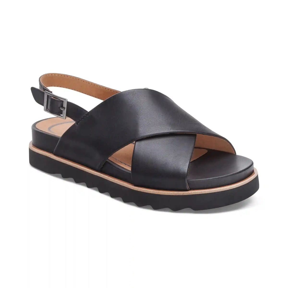 Thea Back Strap Cork Flat Sandal  - Black