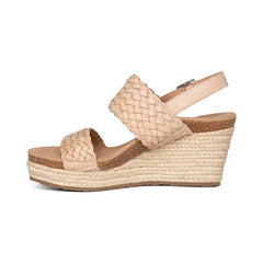 Summer Woven Quarter Strap Wedge - Bone
