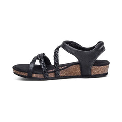 Jillian Braided Quarter Strap Sandal - Black
