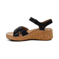 Flora Adjustable Quarter Strap Wedge  - Black