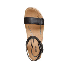 Sydney Quarter Strap Espadrille Wedge - Black Leather